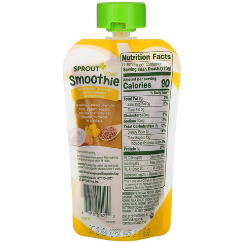 Sprout , Smoothie, Peach Banana with Yogurt, Veggies & Flax Seed, 4 oz (113 g)