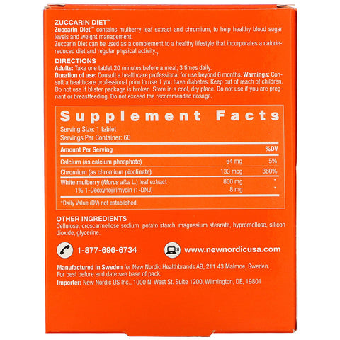New Nordic, Zuccarin Diet, 60 Tablets