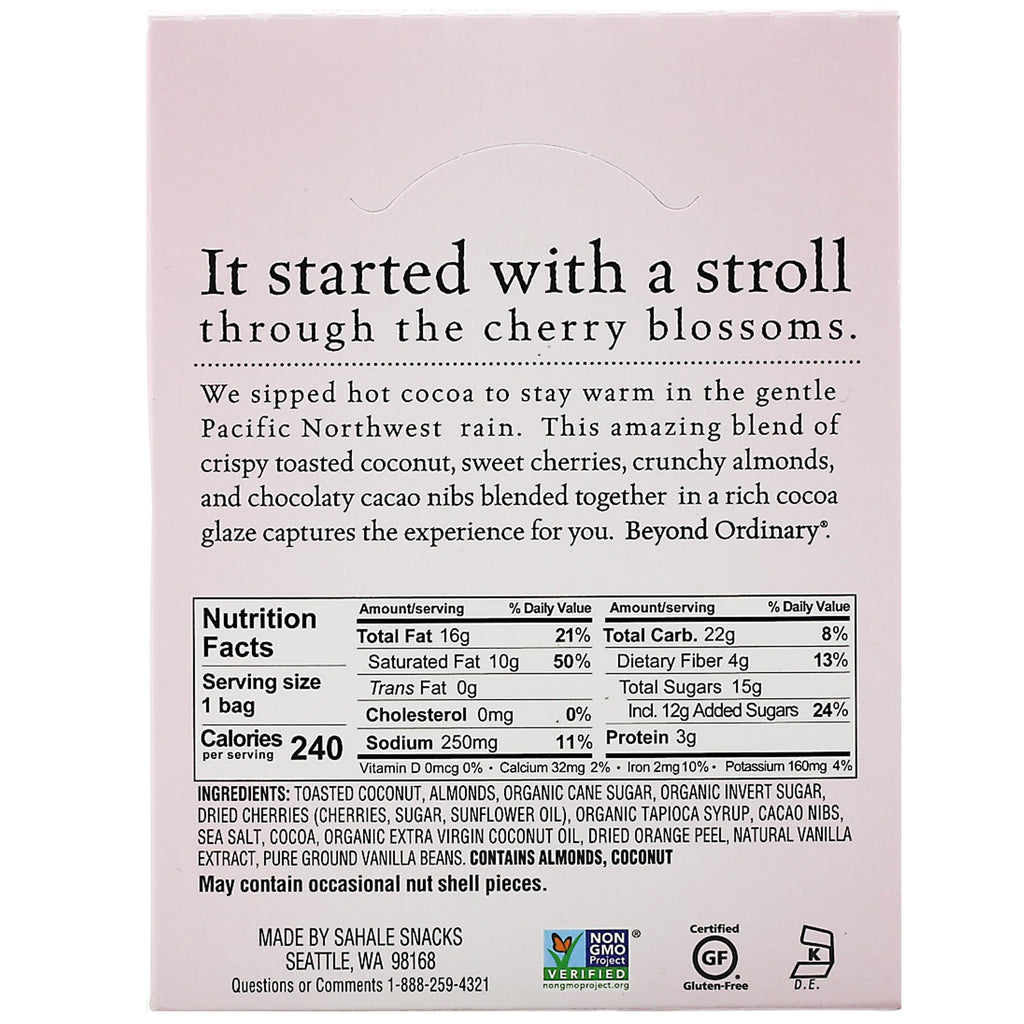 Sahale Snacks, Snack Mix, Cherry Kakao Mandel Coconut, 7 pakker, 1,5 oz (42,5 g) hver