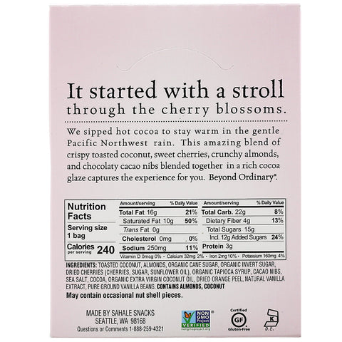 Sahale Snacks, Snack Mix, Cherry Kakao Mandel Coconut, 7 pakker, 1,5 oz (42,5 g) hver