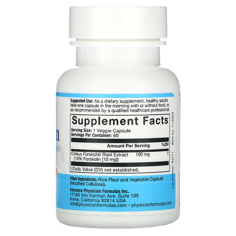 Advance Physician Formulas, Forskolin, Coleus Forskohlii Extract, 100 mg, 60 Vegetable Capsules
