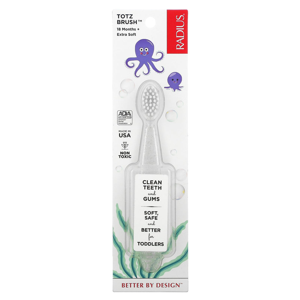 RADIUS, Totz Brush, 18 Months +, Extra Soft, Crystal, 1 Toothbrush