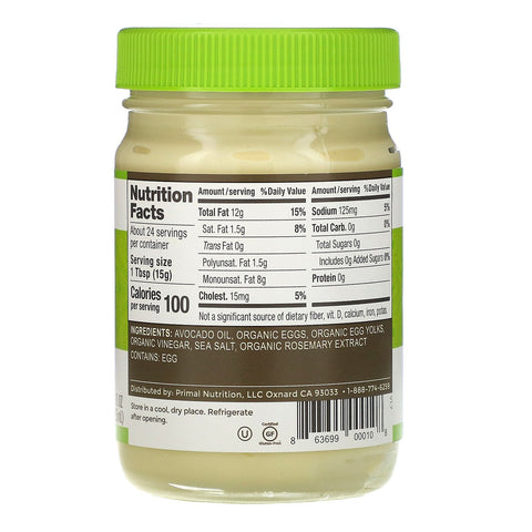 Primal Kitchen, Mayo with Avocado Oil, 12 fl oz (355 ml)