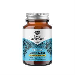 Love Mushrooms Love Mushrooms Lions Mane + Vit D3 & Zinc 2000mg 30 Capsules