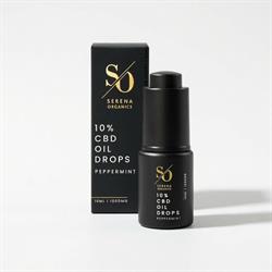 Serena Organics 10% CBD Oil Drops Peppermint in MCT oil - 1000mg in 10ml.