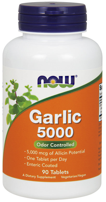 NOW Foods, Garlic 5000, Odor Controlled - 90 tablets