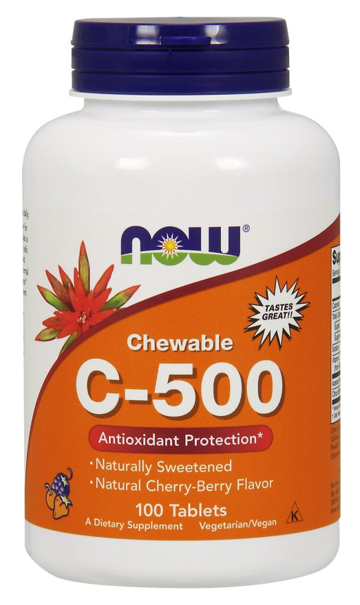NOW Foods, Vitamin C-500 Chewable, Cherry-Berry - 100 tabs