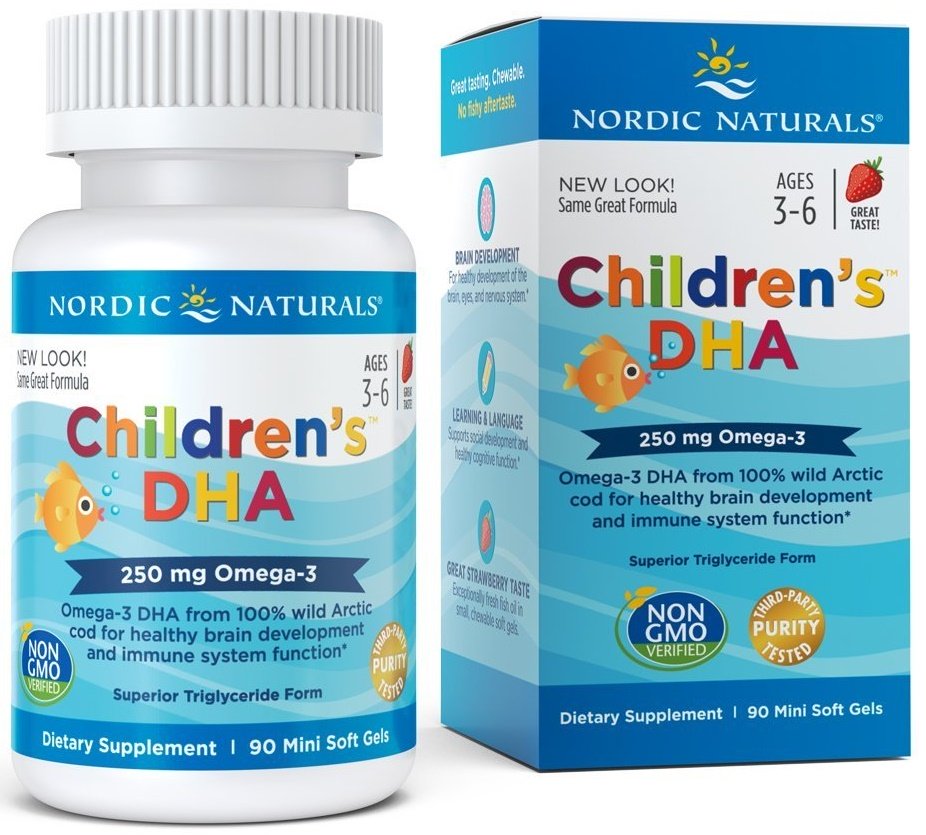 Nordic Naturals, Children's DHA, 250mg Omega-3 Strawberry - 90 mini softgels