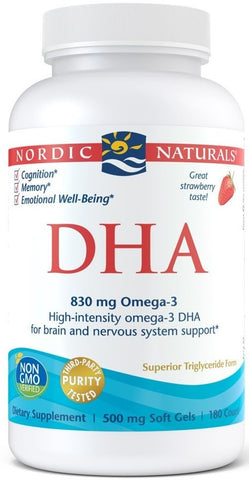 Nordic Naturals, DHA, 830mg Strawberry - 180 softgels