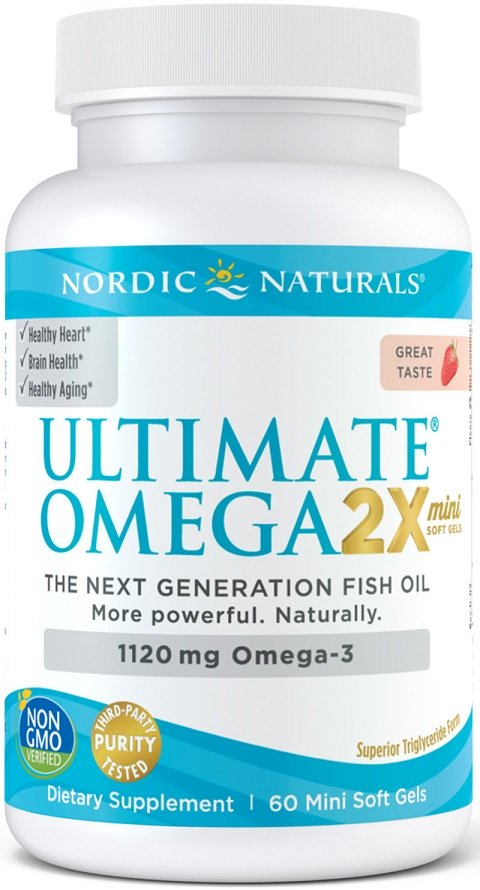 Nordic Naturals, Ultimate Omega 2X Mini, 1120mg Strawberry - 60 mini softgels