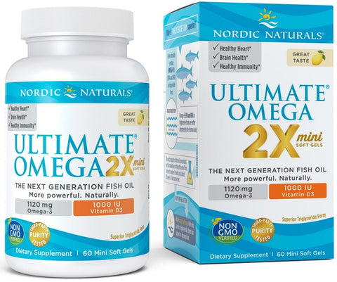 Nordic Naturals, Ultimate Omega 2X Mini with Vitamin D3, 1120mg Lemon - 60 mini softgels