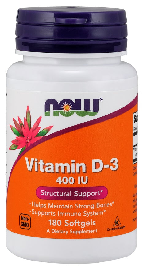 NOW Foods, Vitamin D-3, 400 IU - 180 softgels