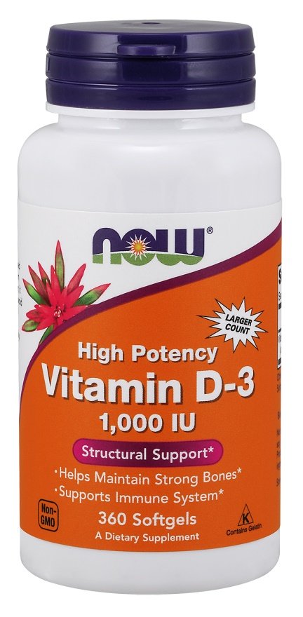 NOW Foods, Vitamin D-3, 1000 IU - 360 softgels