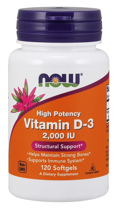 NOW Foods, Vitamin D-3, 2000 IU - 120 softgels