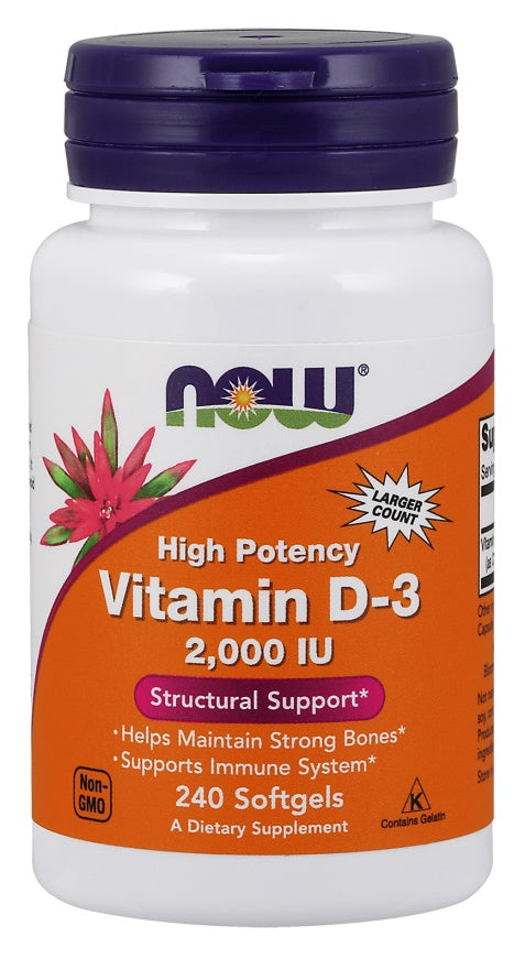 NOW Foods, Vitamin D-3, 2000 IU - 240 softgels