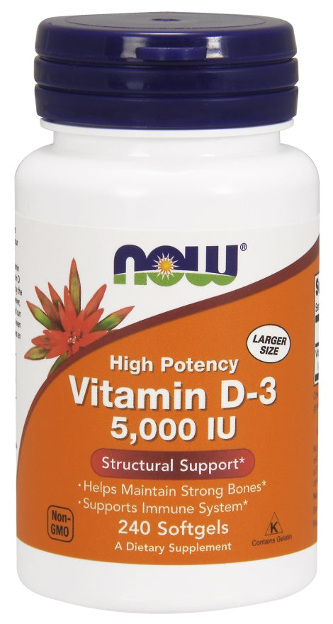 NOW Foods, Vitamin D-3, 5000 IU - 240 softgels