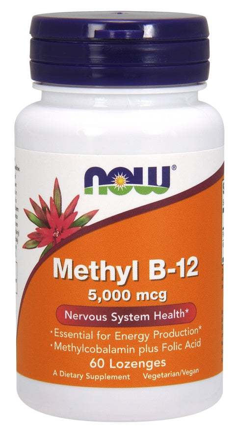 NOW Foods, Methyl B-12 with Folic Acid, 5000mcg - 60 lozenges