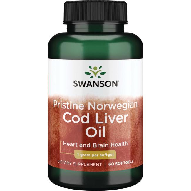 Swanson, Pristine Norwegian Cod Liver Oil, 1000mg - 60 softgels