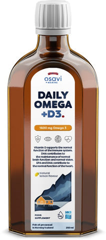 Osavi, Daily Omega + D3, 1600mg Omega 3 (Natural Lemon) - 250 ml.