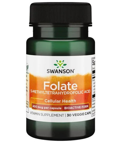 Swanson, Folate (5-Methyltetrahydrofolic Acid), 400mcg - 30 vcaps