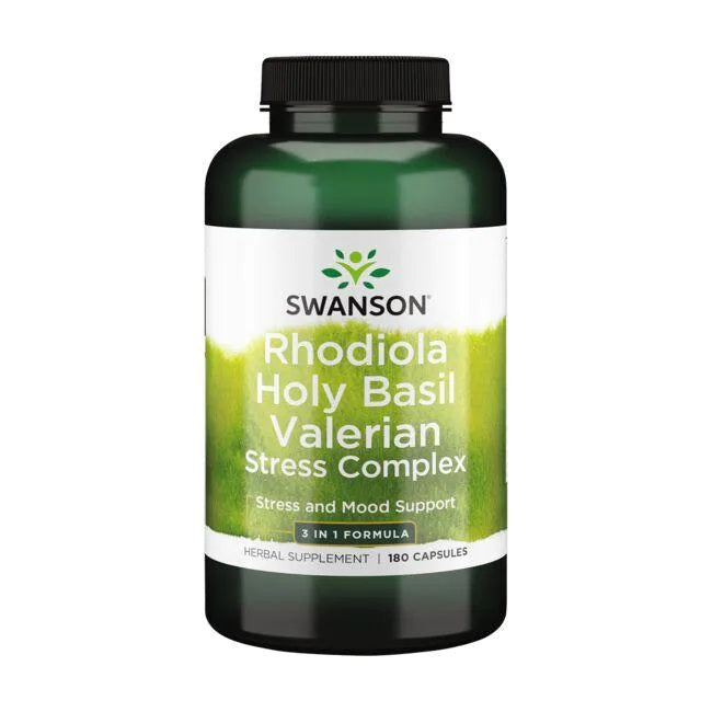 Swanson, Rhodiola Holy Basil Valerian Stress Complex - 180 caps