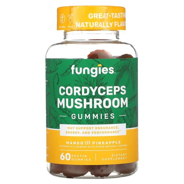 Fungies, Cordyceps Mushroom Gummies, Mango & Pineapple - 60 gummies