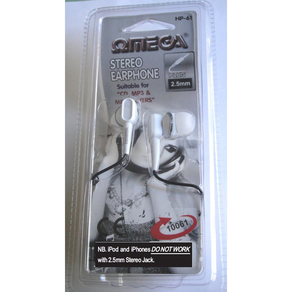 Omega HP-62 2.5mmJACK Earphone W 3.5mm Adptr