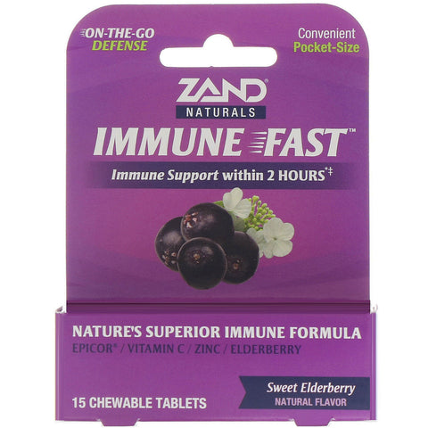 Zand, Immune Fast, Sweet Elderberry, 15 Chewable Tablets