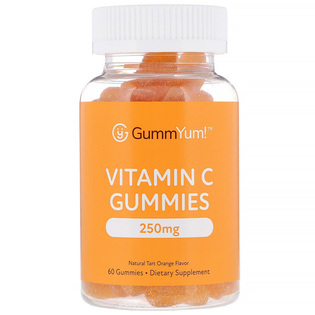 GummYum!, Vitamin C Gummies, Natural Tart Orange Flavor, 250 mg, 60 Gummies