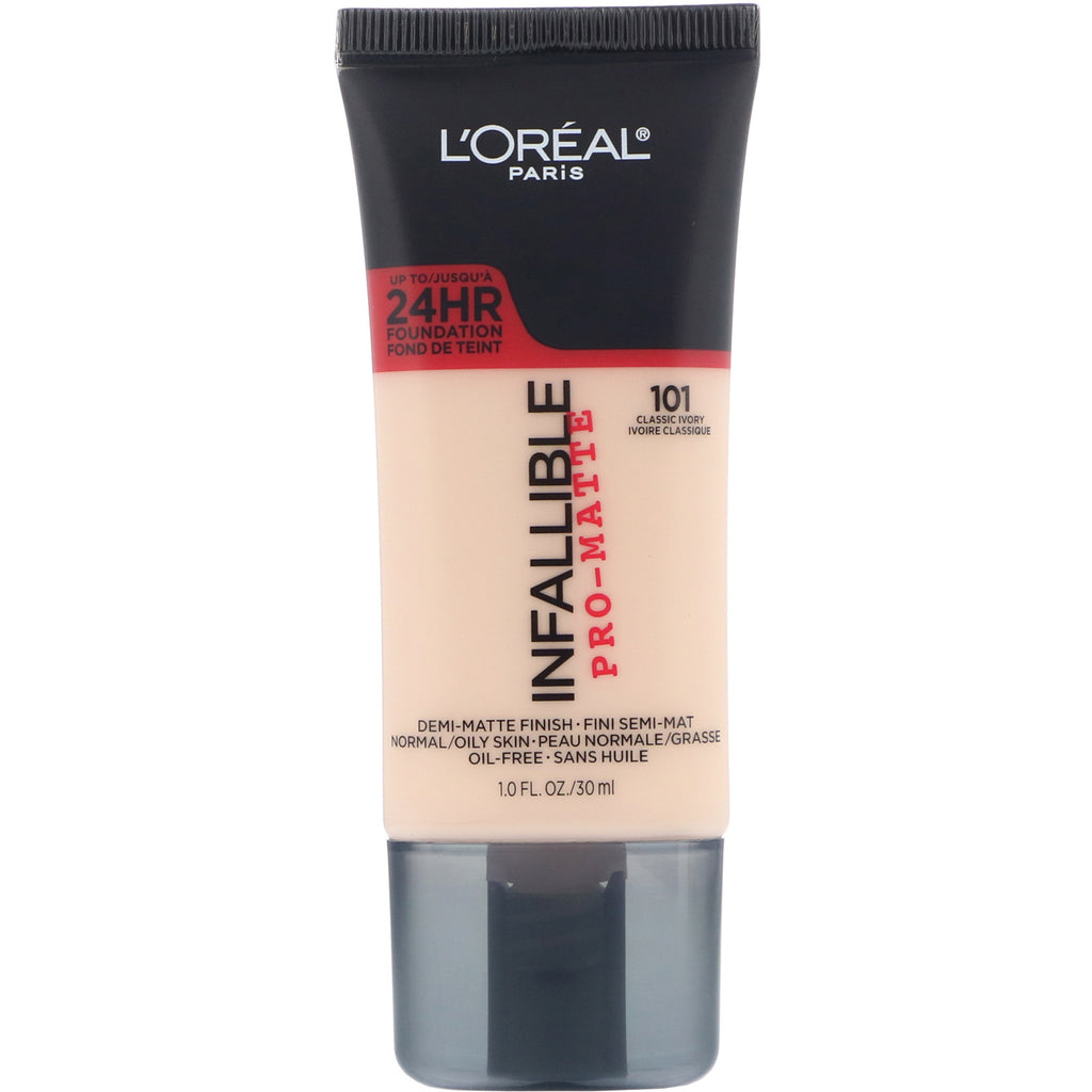 L'Oreal, Infallible Pro-Matte Foundation, 101 Classic Ivory, 1 fl oz (30 ml)