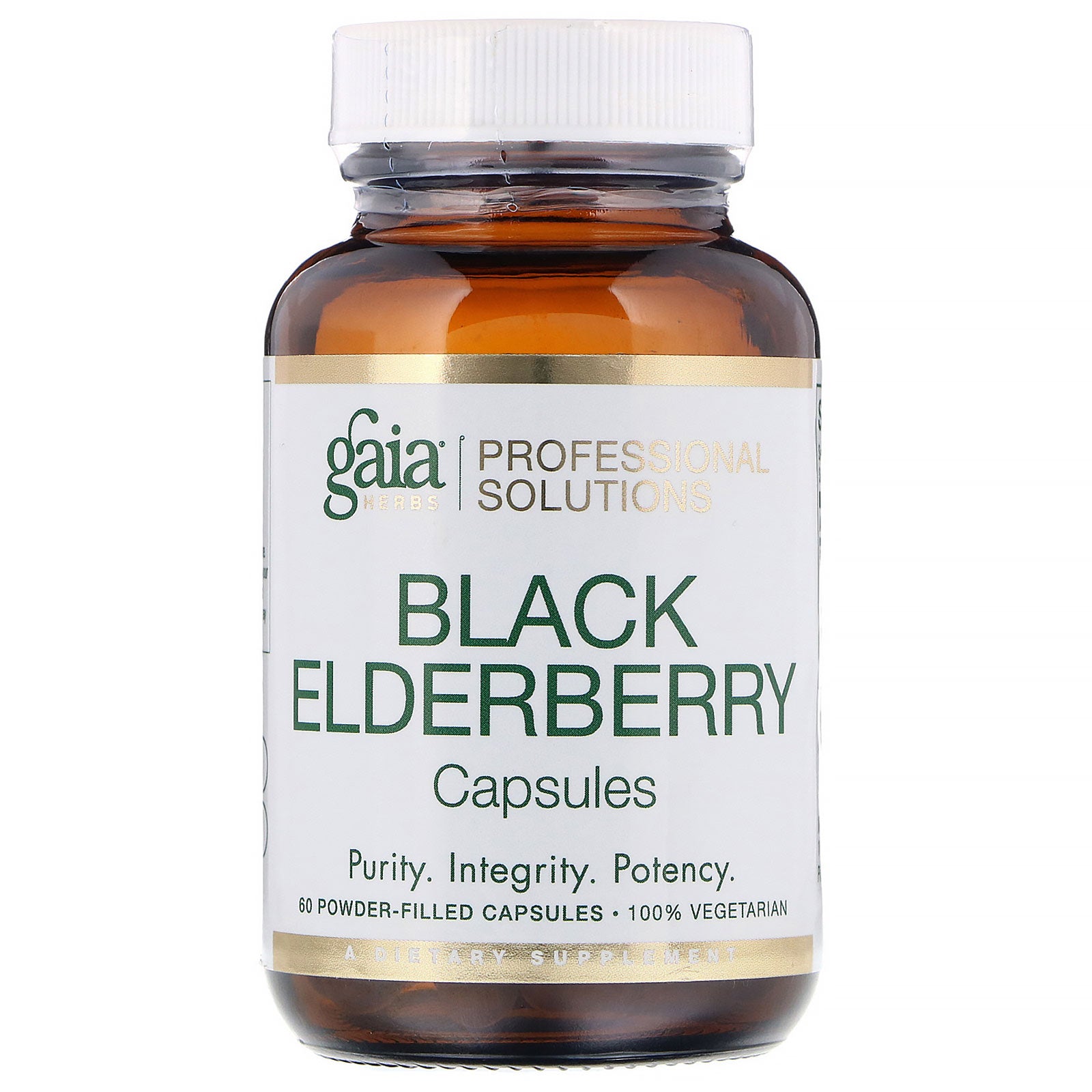 Gaia Herbs Professional Solutions, Black Elderberry, 60 Powder-Filled Capsules