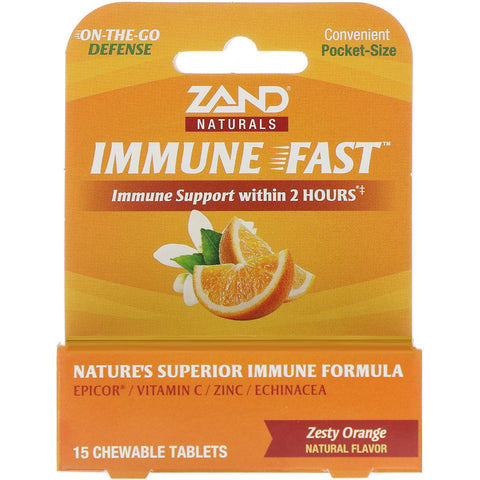 Zand, Immune Fast, Zesty Orange, 15 Chewable Tablets