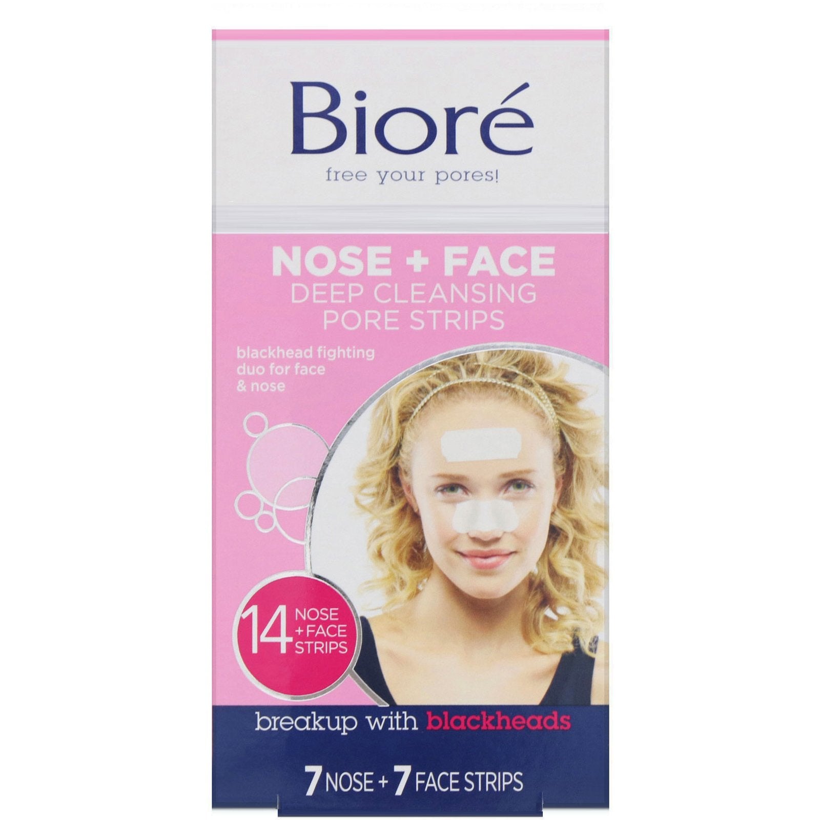 Biore, Deep Cleansing Pore Strips Combo Pack, Nose + Face, 14 Strips