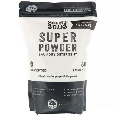 Molly's Suds, Super Powder Laundry Detergent, Unscented, 60 Loads, 60 oz