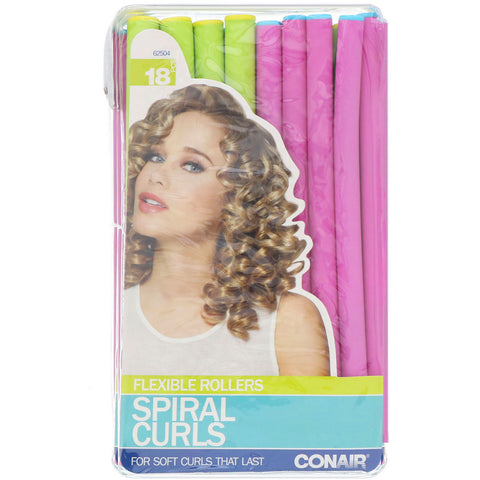 Conair, Flexible Rollers, Spiral Curls, 18 Pieces