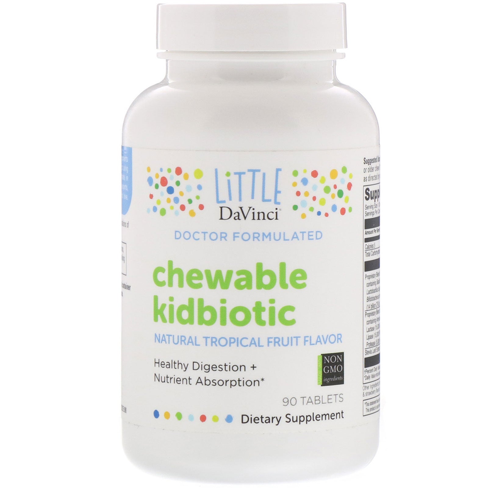 Little DaVinci, Chewable Kidbiotic, Natural Tropical Fruit Flavor, 90 Tablets