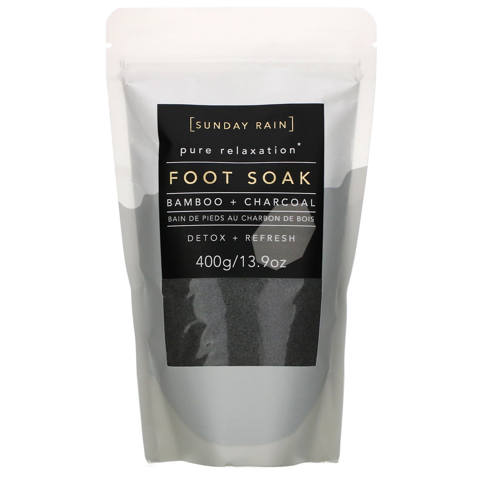 Sunday Rain, Pure Relaxation, Foot Soak, Bamboo + Charcoal, 13.9 oz (400 g)