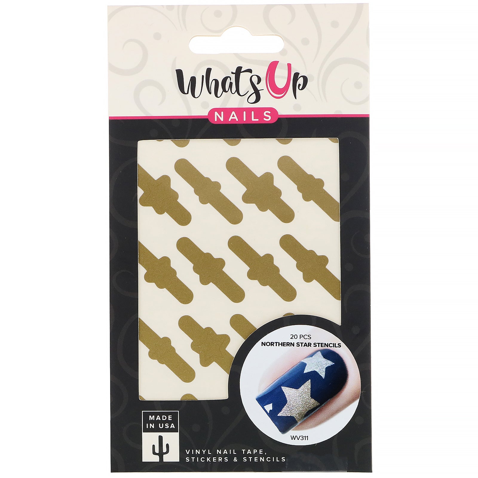 Whats Up Nails, Northern Star Stencils,  20 Pieces