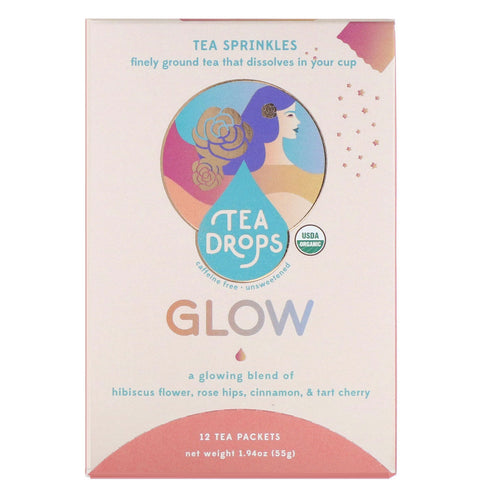 Tea Drops, Tea Sprinkles, Glow, Caffeine Free, 12 Tea Packets, 1.94 oz (55 g)