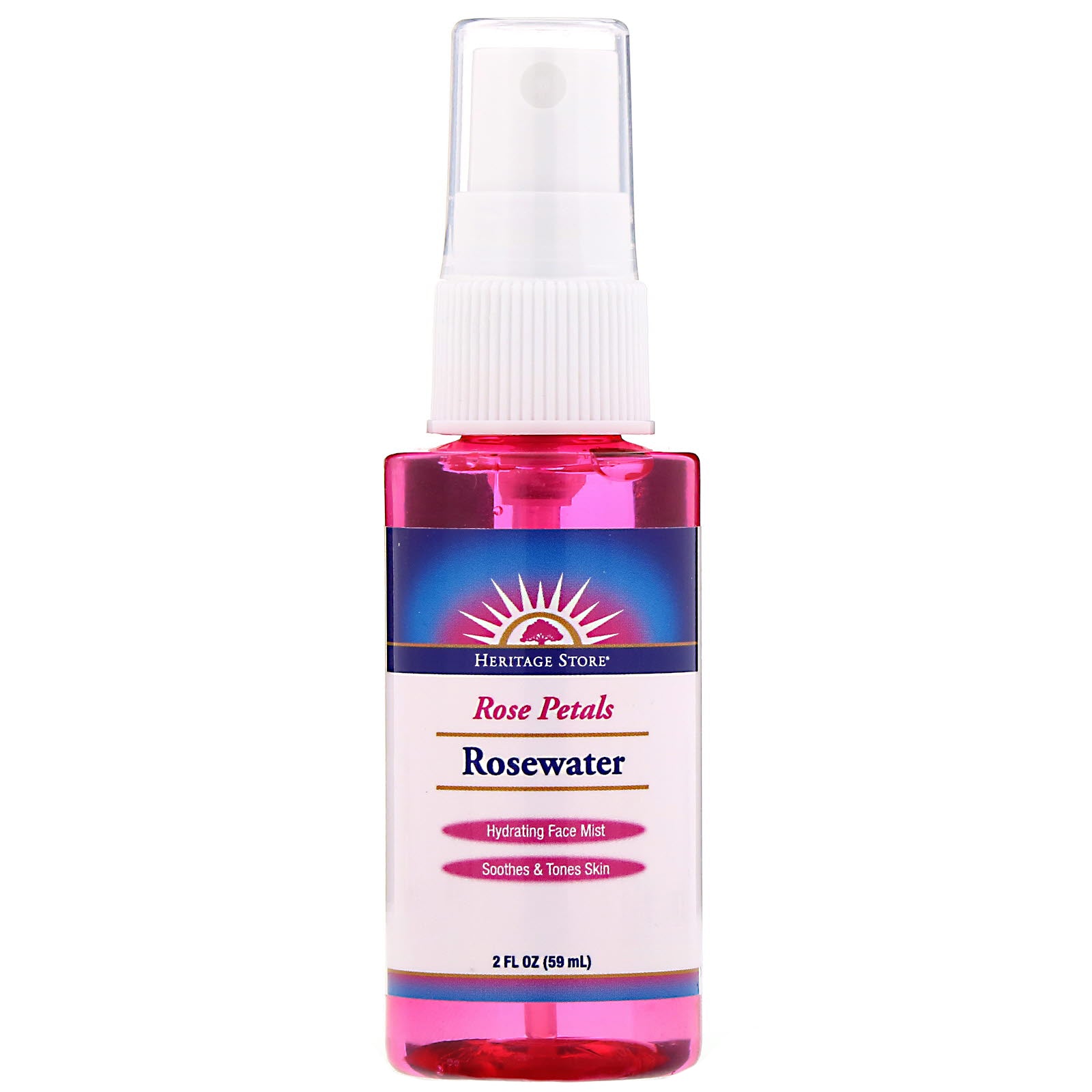 Heritage Store, Rosewater, Atomizer Mist Sprayer, Rose Petals, 2 fl oz (59 ml)