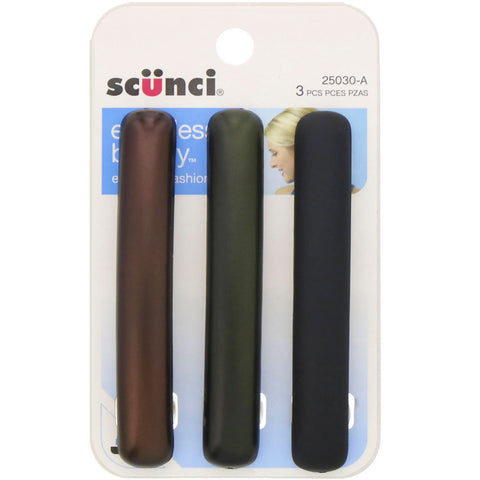 Scunci, Effortless Beauty, Matte Barrettes, 3 Pieces