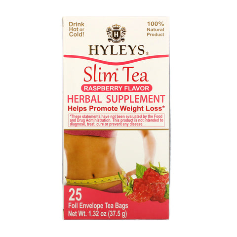 Hyleys Tea, Slim Tea, Raspberry Flavor, 25 Foil Envelope Tea Bags, 1.32 oz (37.5 g)