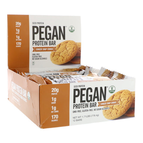 Julian Bakery, PEGAN Protein Bar, Seed Protein, Ginger Snap Cookie, 12 Bars, 2.28 oz (64.7 g) Each