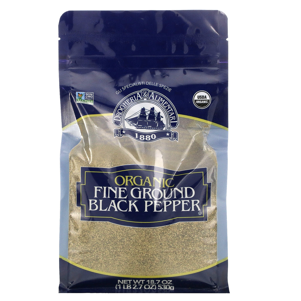 Drogheria & Alimentari, Organic Fine Ground Black Pepper, 18.7 oz (530 g)