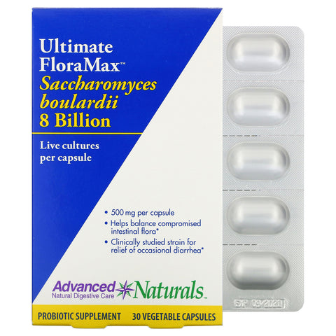 Advanced Naturals, Ultimate FloraMax, Saccharomyces Boulardii, 8 Billion, 30 Vegetable Capsules