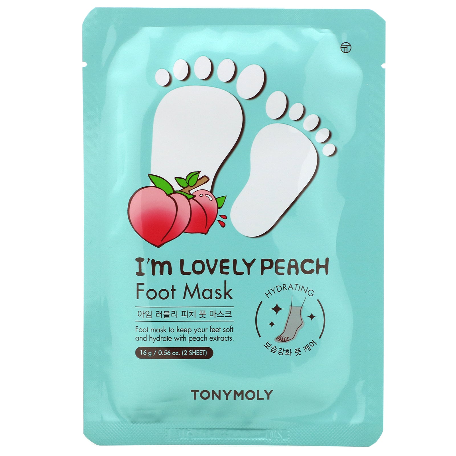 Tony Moly, I'm Lovely Peach, Foot Mask, 2 Sheet, 0.56 oz (16 g)