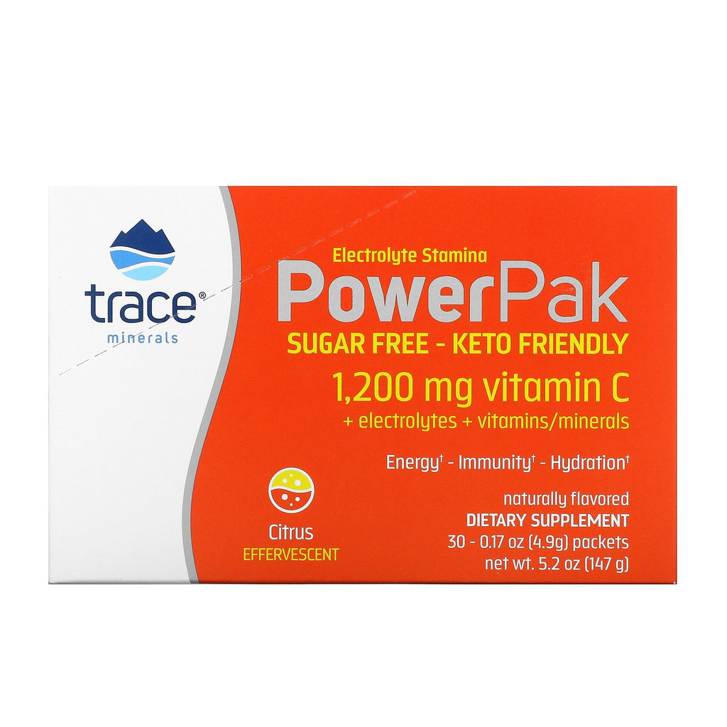 Trace Minerals Research, Electrolyte Stamina PowerPak, Sugar Free, Citrus, 30 Packets, 0.17 oz (4.9 g) Each