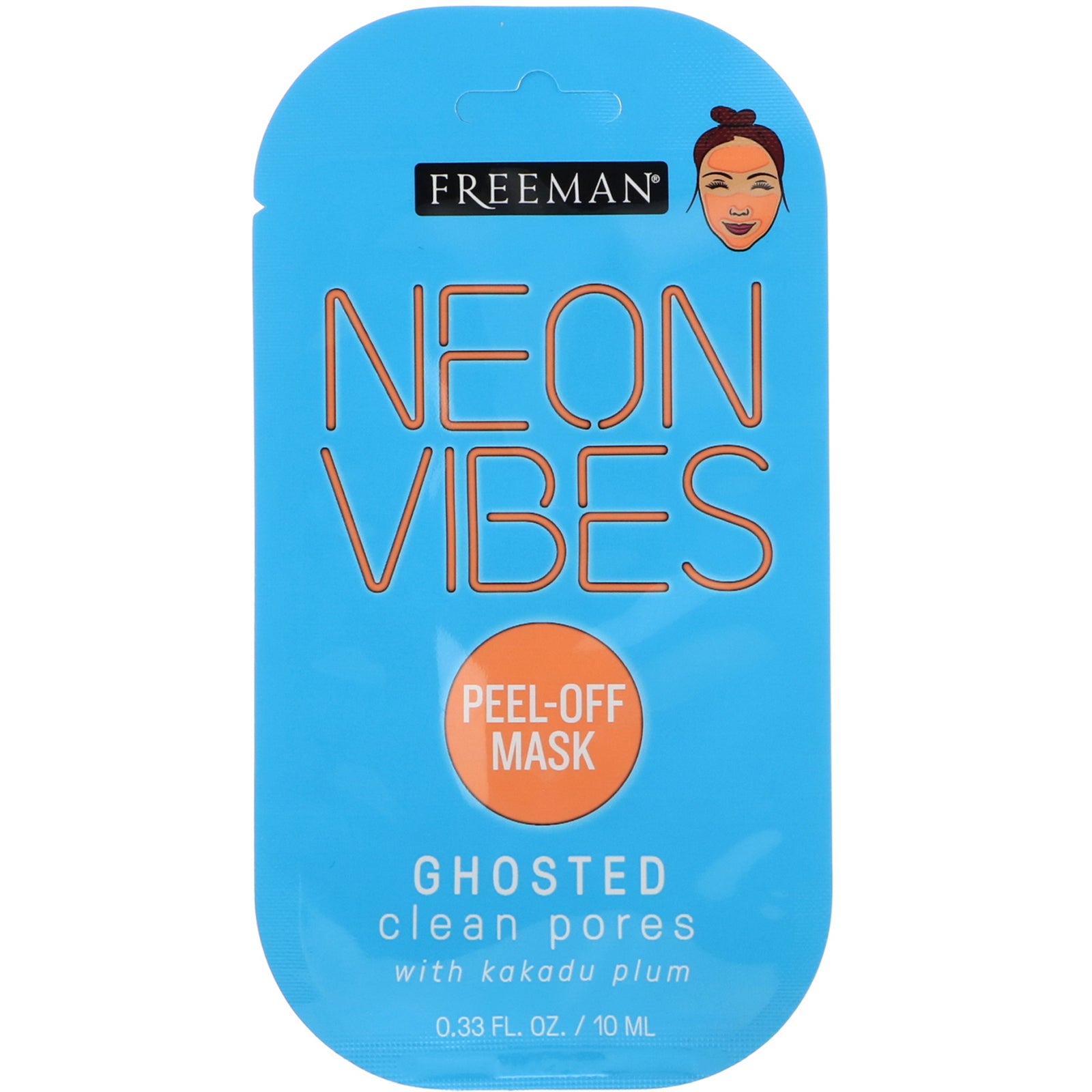 Freeman Beauty, Neon Vibes, Ghosted, Clean Pores Peel-Off Mask, 0.33 fl oz (10 ml)