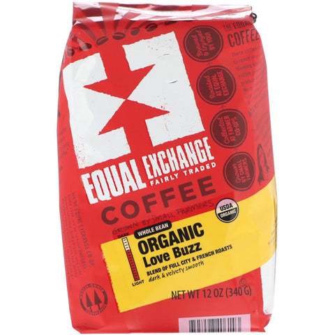 Equal Exchange, Organic, Coffee, Love Buzz, Whole Bean , 12 oz (340 g)