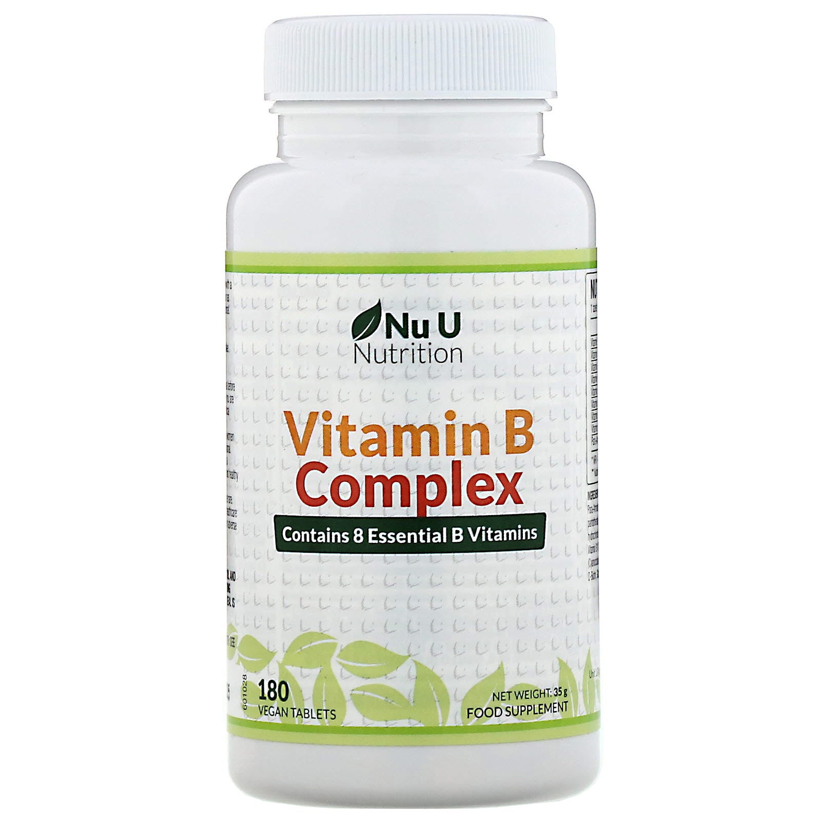 Nu U Nutrition, Vitamin B Complex, 180 Vegan Tablets